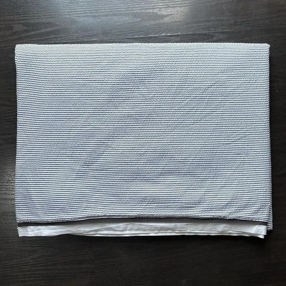 West Elm Twin Duvet Cover Coastal Seersucker Stripes 100% Cotton Button Closure